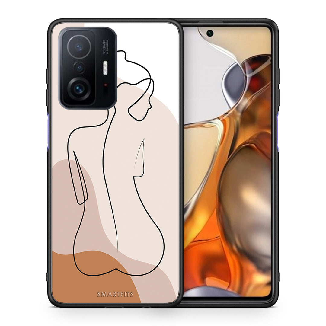 Θήκη Xiaomi 11T/11T Pro LineArt Woman από τη Smartfits με σχέδιο στο πίσω μέρος και μαύρο περίβλημα | Xiaomi 11T/11T Pro LineArt Woman case with colorful back and black bezels