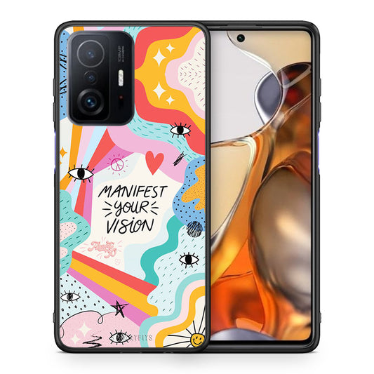 Θήκη Xiaomi 11T/11T Pro Manifest Your Vision από τη Smartfits με σχέδιο στο πίσω μέρος και μαύρο περίβλημα | Xiaomi 11T/11T Pro Manifest Your Vision case with colorful back and black bezels