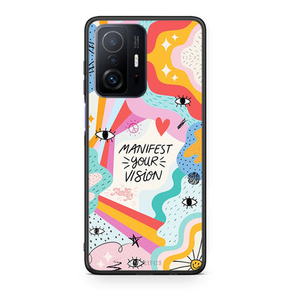 Xiaomi 11T/11T Pro Manifest Your Vision θήκη από τη Smartfits με σχέδιο στο πίσω μέρος και μαύρο περίβλημα | Smartphone case with colorful back and black bezels by Smartfits