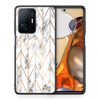 Thumbnail for Θήκη Xiaomi 11T/11T Pro Gold Geometric Marble από τη Smartfits με σχέδιο στο πίσω μέρος και μαύρο περίβλημα | Xiaomi 11T/11T Pro Gold Geometric Marble case with colorful back and black bezels