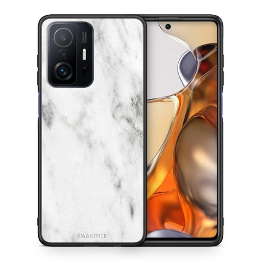 Θήκη Xiaomi 11T/11T Pro White Marble από τη Smartfits με σχέδιο στο πίσω μέρος και μαύρο περίβλημα | Xiaomi 11T/11T Pro White Marble case with colorful back and black bezels