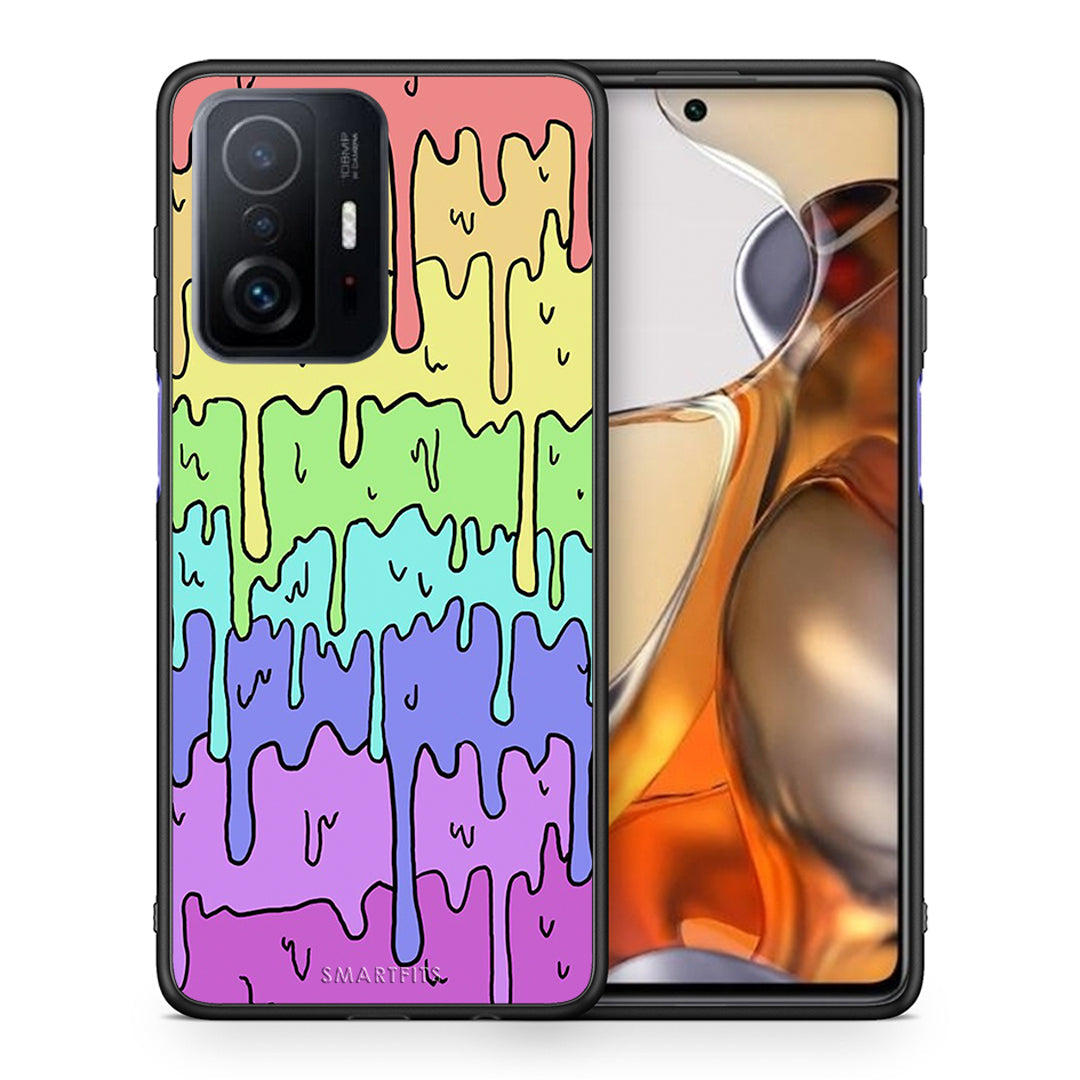 Θήκη Xiaomi 11T/11T Pro Melting Rainbow από τη Smartfits με σχέδιο στο πίσω μέρος και μαύρο περίβλημα | Xiaomi 11T/11T Pro Melting Rainbow case with colorful back and black bezels