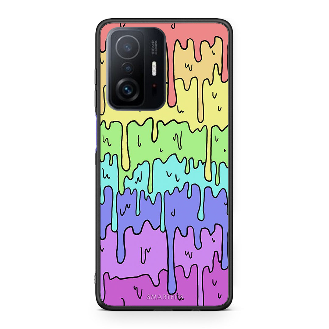 Xiaomi 11T/11T Pro Melting Rainbow θήκη από τη Smartfits με σχέδιο στο πίσω μέρος και μαύρο περίβλημα | Smartphone case with colorful back and black bezels by Smartfits