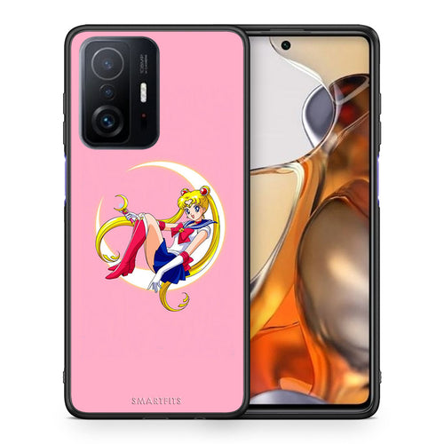 Θήκη Xiaomi 11T/11T Pro Moon Girl από τη Smartfits με σχέδιο στο πίσω μέρος και μαύρο περίβλημα | Xiaomi 11T/11T Pro Moon Girl case with colorful back and black bezels