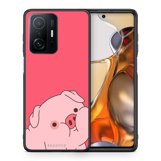 Θήκη Αγίου Βαλεντίνου Xiaomi 11T / 11T Pro Pig Love 1 από τη Smartfits με σχέδιο στο πίσω μέρος και μαύρο περίβλημα | Xiaomi 11T / 11T Pro Pig Love 1 case with colorful back and black bezels