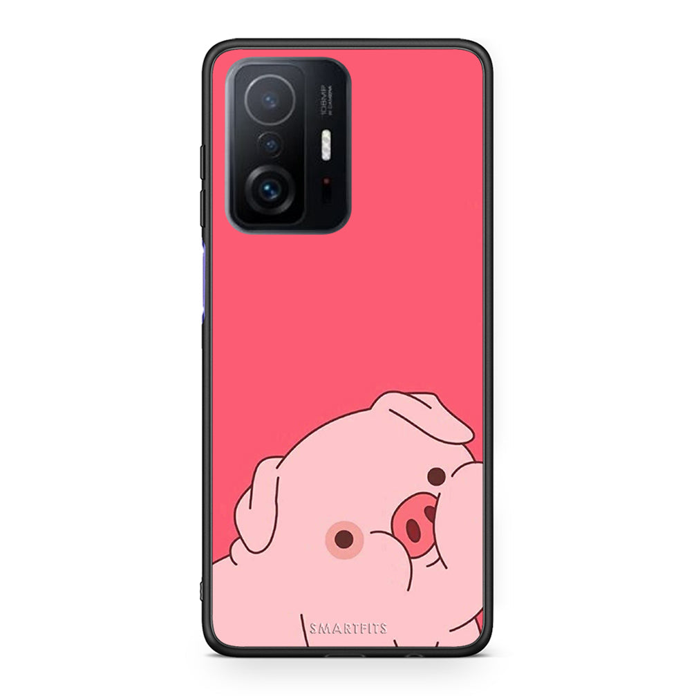 Xiaomi 11T / 11T Pro Pig Love 1 Θήκη Αγίου Βαλεντίνου από τη Smartfits με σχέδιο στο πίσω μέρος και μαύρο περίβλημα | Smartphone case with colorful back and black bezels by Smartfits