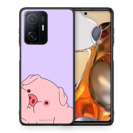 Θήκη Αγίου Βαλεντίνου Xiaomi 11T / 11T Pro Pig Love 2 από τη Smartfits με σχέδιο στο πίσω μέρος και μαύρο περίβλημα | Xiaomi 11T / 11T Pro Pig Love 2 case with colorful back and black bezels