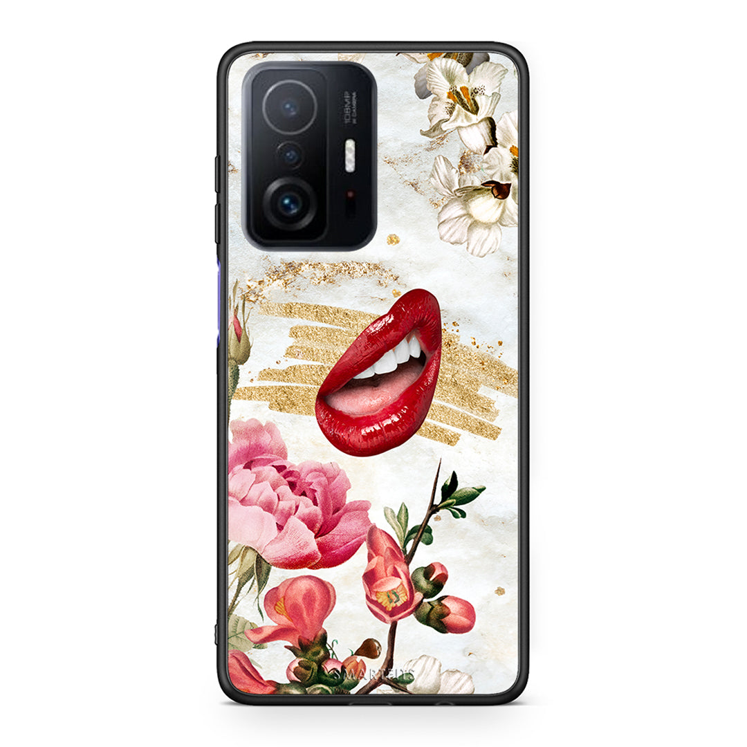 Xiaomi 11T/11T Pro Red Lips θήκη από τη Smartfits με σχέδιο στο πίσω μέρος και μαύρο περίβλημα | Smartphone case with colorful back and black bezels by Smartfits