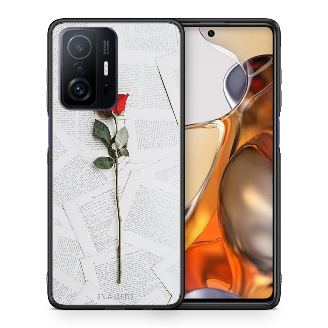 Θήκη Xiaomi 11T/11T Pro Red Rose από τη Smartfits με σχέδιο στο πίσω μέρος και μαύρο περίβλημα | Xiaomi 11T/11T Pro Red Rose case with colorful back and black bezels