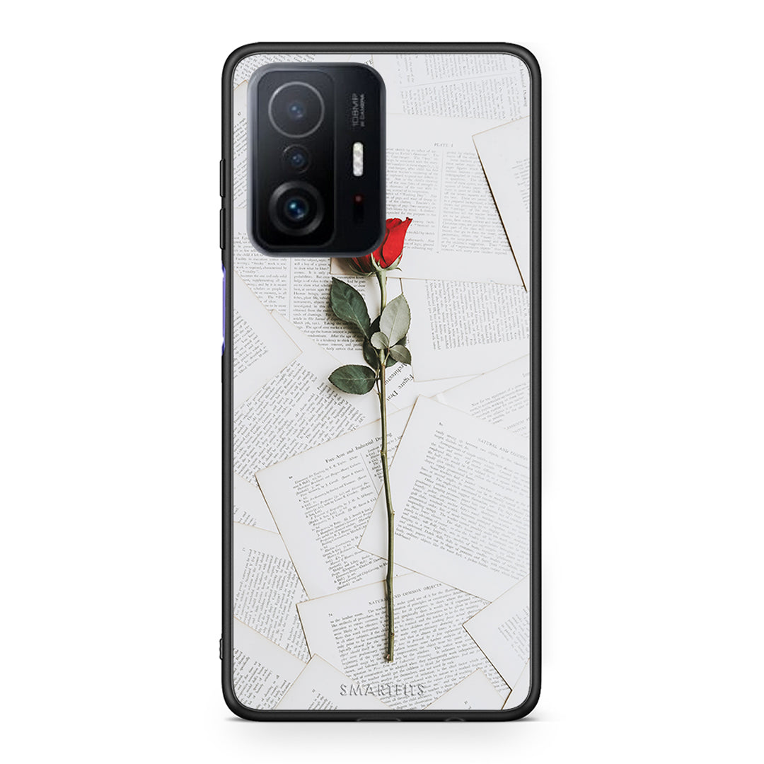 Xiaomi 11T/11T Pro Red Rose θήκη από τη Smartfits με σχέδιο στο πίσω μέρος και μαύρο περίβλημα | Smartphone case with colorful back and black bezels by Smartfits
