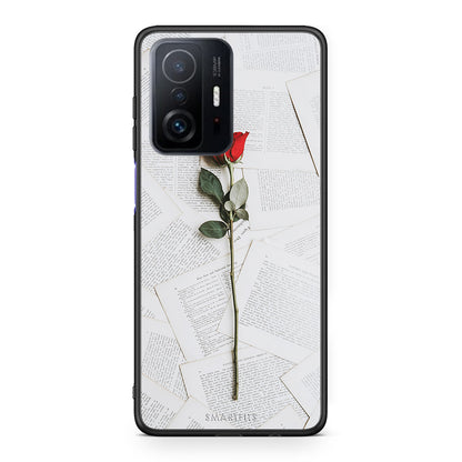 Xiaomi 11T/11T Pro Red Rose θήκη από τη Smartfits με σχέδιο στο πίσω μέρος και μαύρο περίβλημα | Smartphone case with colorful back and black bezels by Smartfits