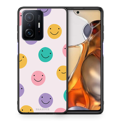 Θήκη Xiaomi 11T/11T Pro Smiley Faces από τη Smartfits με σχέδιο στο πίσω μέρος και μαύρο περίβλημα | Xiaomi 11T/11T Pro Smiley Faces case with colorful back and black bezels