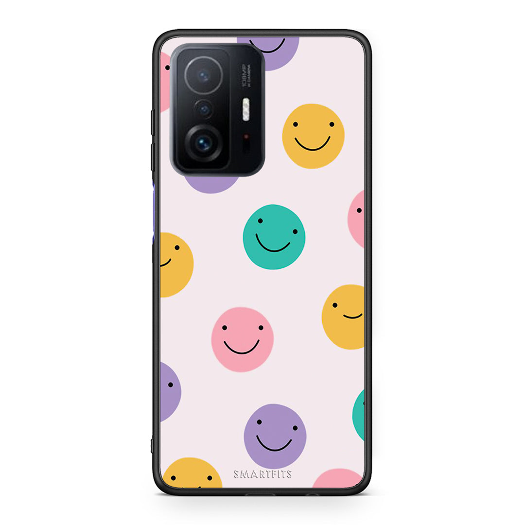 Xiaomi 11T/11T Pro Smiley Faces θήκη από τη Smartfits με σχέδιο στο πίσω μέρος και μαύρο περίβλημα | Smartphone case with colorful back and black bezels by Smartfits