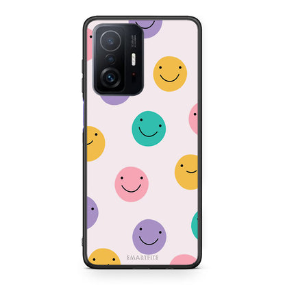 Xiaomi 11T/11T Pro Smiley Faces θήκη από τη Smartfits με σχέδιο στο πίσω μέρος και μαύρο περίβλημα | Smartphone case with colorful back and black bezels by Smartfits