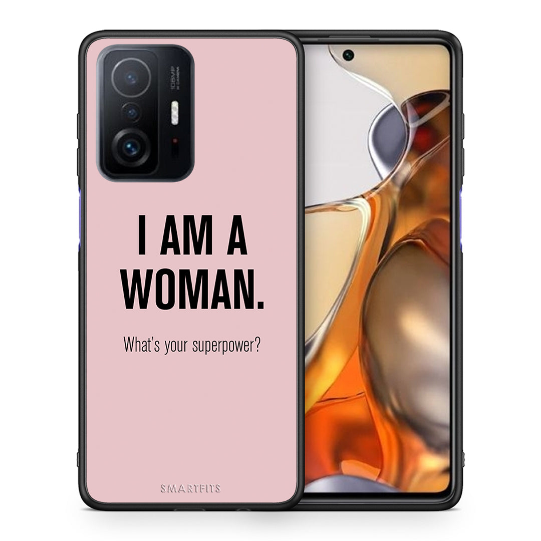 Θήκη Xiaomi 11T/11T Pro Superpower Woman από τη Smartfits με σχέδιο στο πίσω μέρος και μαύρο περίβλημα | Xiaomi 11T/11T Pro Superpower Woman case with colorful back and black bezels