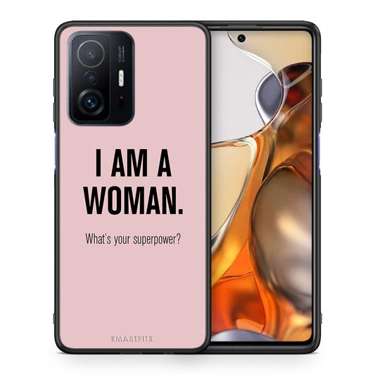 Θήκη Xiaomi 11T/11T Pro Superpower Woman από τη Smartfits με σχέδιο στο πίσω μέρος και μαύρο περίβλημα | Xiaomi 11T/11T Pro Superpower Woman case with colorful back and black bezels