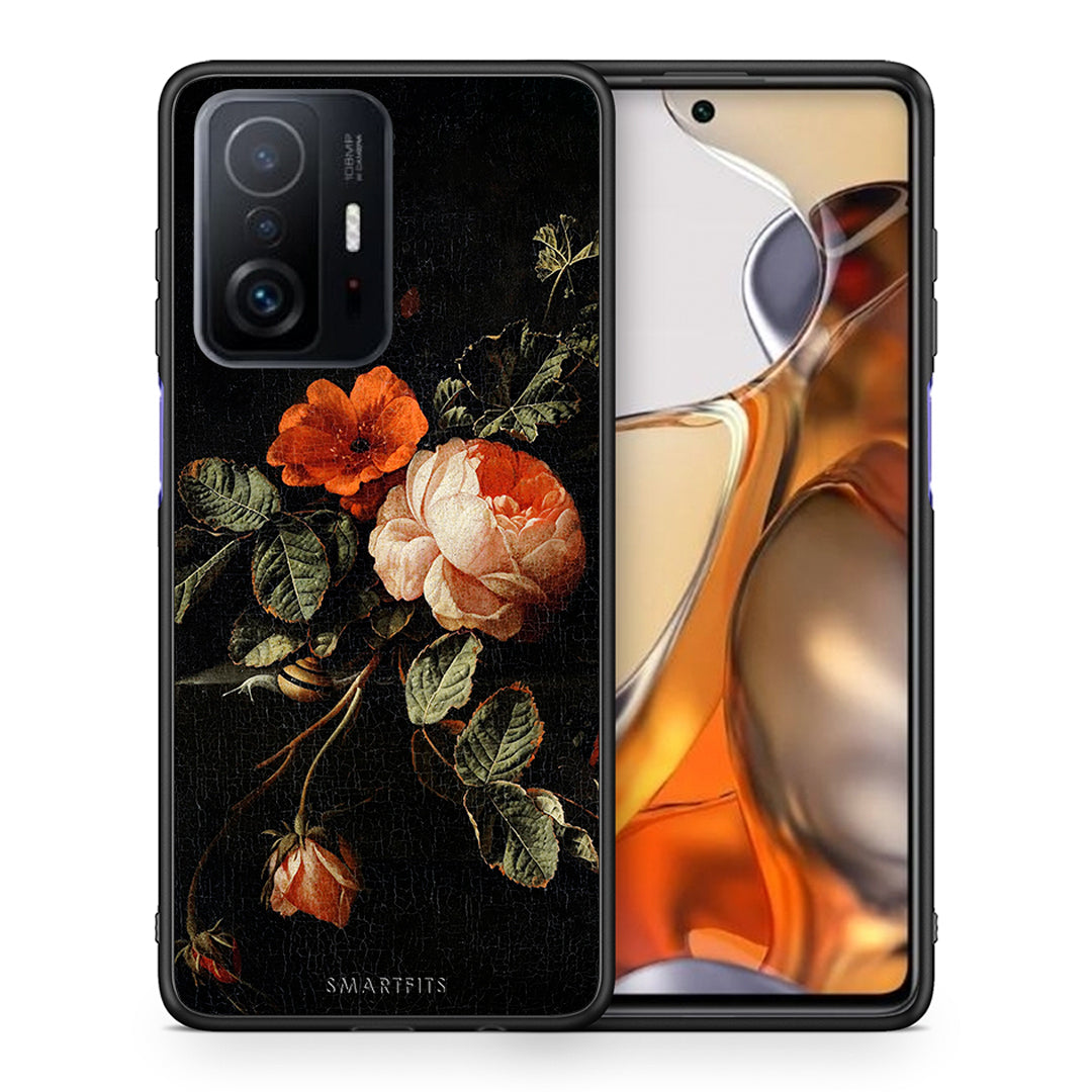 Θήκη Xiaomi 11T/11T Pro Vintage Roses από τη Smartfits με σχέδιο στο πίσω μέρος και μαύρο περίβλημα | Xiaomi 11T/11T Pro Vintage Roses case with colorful back and black bezels