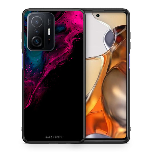 Θήκη Xiaomi 11T/11T Pro Pink Black Watercolor από τη Smartfits με σχέδιο στο πίσω μέρος και μαύρο περίβλημα | Xiaomi 11T/11T Pro Pink Black Watercolor case with colorful back and black bezels