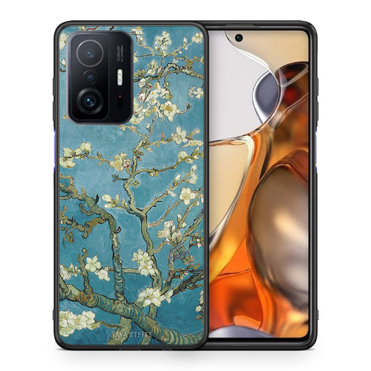 Θήκη Xiaomi 11T/11T Pro White Blossoms από τη Smartfits με σχέδιο στο πίσω μέρος και μαύρο περίβλημα | Xiaomi 11T/11T Pro White Blossoms case with colorful back and black bezels