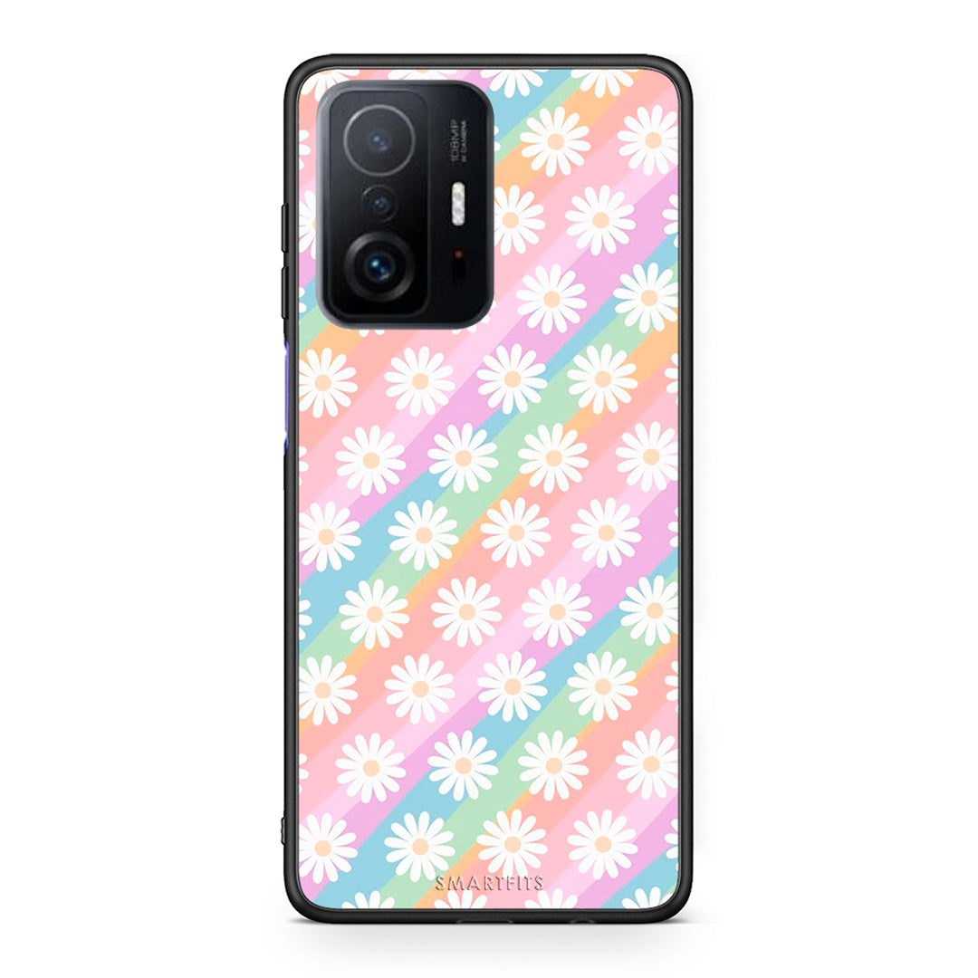Xiaomi 11T/11T Pro White Daisies θήκη από τη Smartfits με σχέδιο στο πίσω μέρος και μαύρο περίβλημα | Smartphone case with colorful back and black bezels by Smartfits