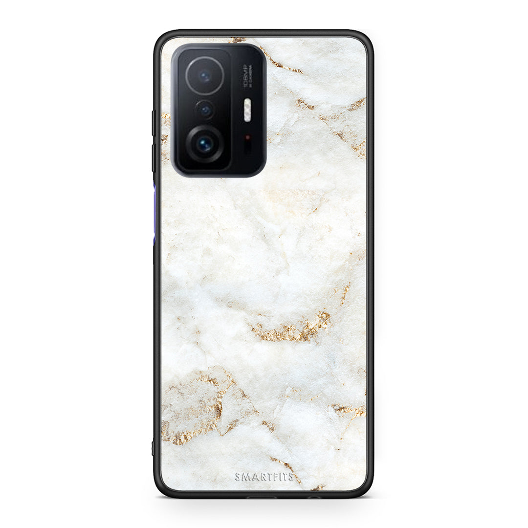 Xiaomi 11T/11T Pro White Gold Marble θήκη από τη Smartfits με σχέδιο στο πίσω μέρος και μαύρο περίβλημα | Smartphone case with colorful back and black bezels by Smartfits
