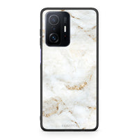 Thumbnail for Xiaomi 11T/11T Pro White Gold Marble θήκη από τη Smartfits με σχέδιο στο πίσω μέρος και μαύρο περίβλημα | Smartphone case with colorful back and black bezels by Smartfits