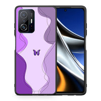 Thumbnail for Θήκη Αγίου Βαλεντίνου Xiaomi 11T / 11T Pro Purple Mariposa από τη Smartfits με σχέδιο στο πίσω μέρος και μαύρο περίβλημα | Xiaomi 11T / 11T Pro Purple Mariposa case with colorful back and black bezels