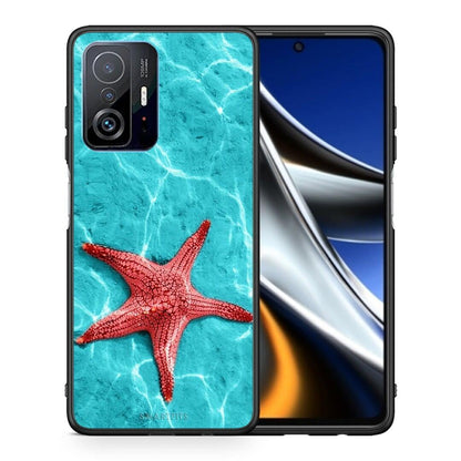 Θήκη Xiaomi 11T / 11T Pro Red Starfish από τη Smartfits με σχέδιο στο πίσω μέρος και μαύρο περίβλημα | Xiaomi 11T / 11T Pro Red Starfish case with colorful back and black bezels