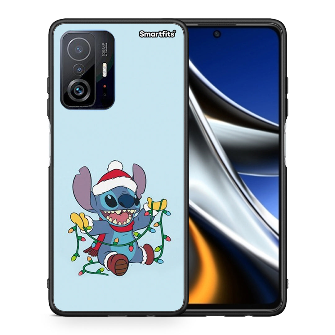Θήκη Xiaomi 11T/11T Pro Santa Stich από τη Smartfits με σχέδιο στο πίσω μέρος και μαύρο περίβλημα | Xiaomi 11T/11T Pro Santa Stich case with colorful back and black bezels