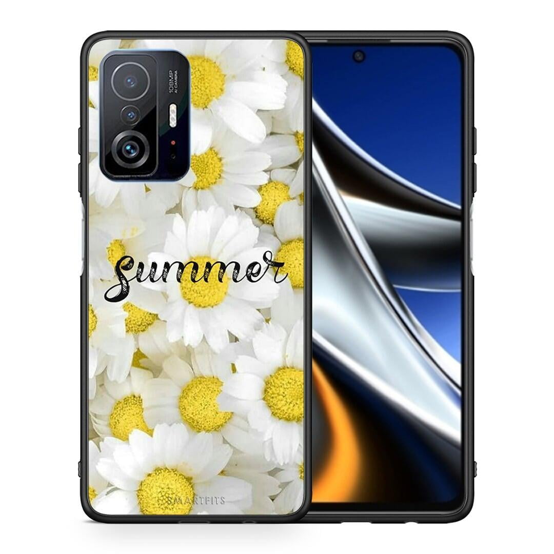 Θήκη Xiaomi 11T / 11T Pro Summer Daisies από τη Smartfits με σχέδιο στο πίσω μέρος και μαύρο περίβλημα | Xiaomi 11T / 11T Pro Summer Daisies case with colorful back and black bezels