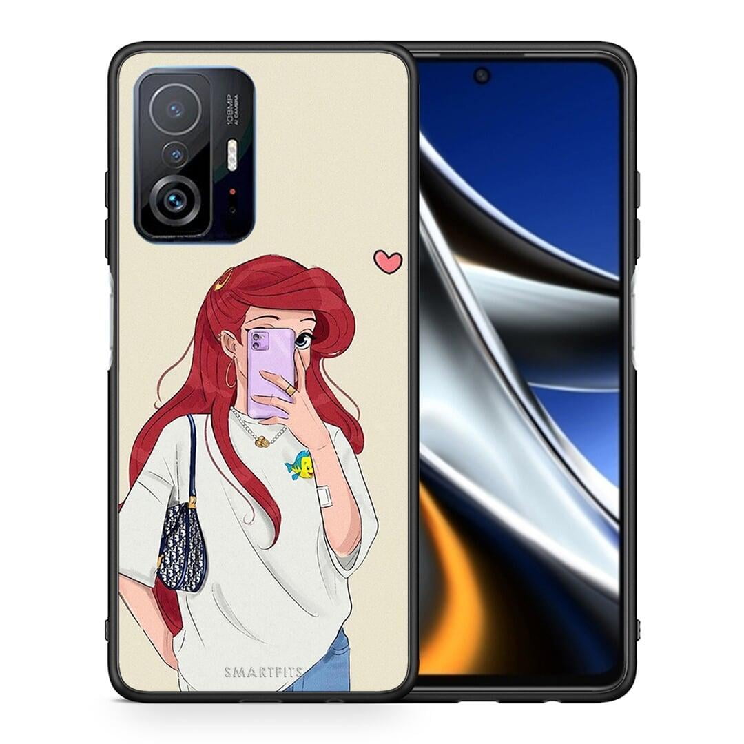 Θήκη Xiaomi 11T / 11T Pro Walking Mermaid από τη Smartfits με σχέδιο στο πίσω μέρος και μαύρο περίβλημα | Xiaomi 11T / 11T Pro Walking Mermaid case with colorful back and black bezels