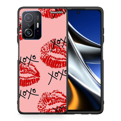 Θήκη Xiaomi 11T/11T Pro XOXO Lips από τη Smartfits με σχέδιο στο πίσω μέρος και μαύρο περίβλημα | Xiaomi 11T/11T Pro XOXO Lips case with colorful back and black bezels