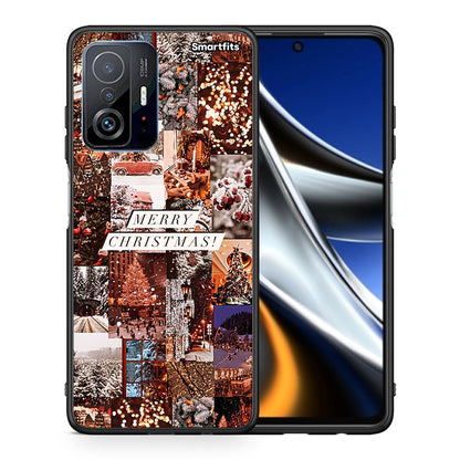 Θήκη Xiaomi 11T/11T Pro Xmas Collage από τη Smartfits με σχέδιο στο πίσω μέρος και μαύρο περίβλημα | Xiaomi 11T/11T Pro Xmas Collage case with colorful back and black bezels