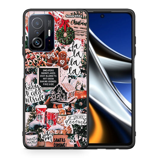 Θήκη Xiaomi 11T/11T Pro Xmas Habbits από τη Smartfits με σχέδιο στο πίσω μέρος και μαύρο περίβλημα | Xiaomi 11T/11T Pro Xmas Habbits case with colorful back and black bezels