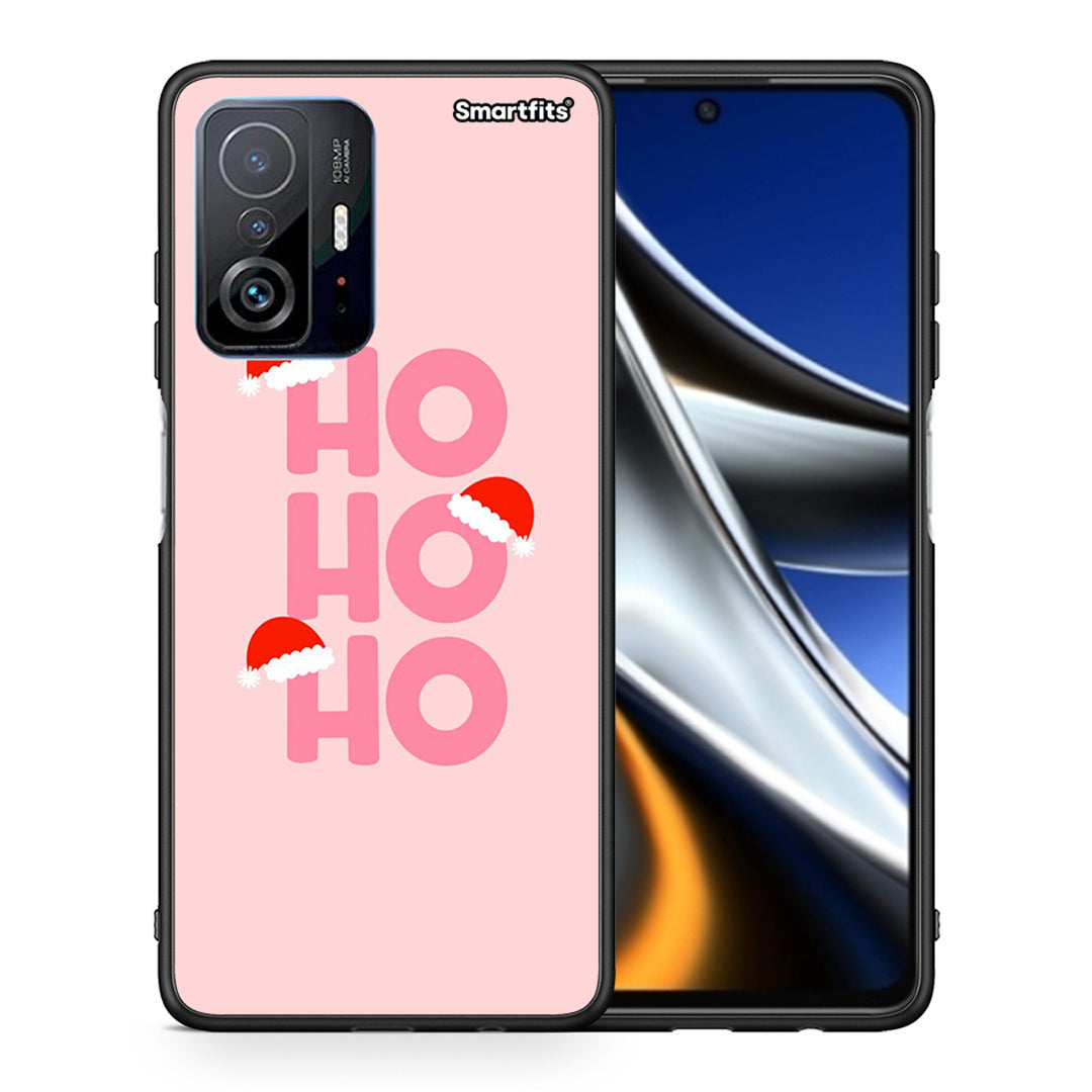 Θήκη Xiaomi 11T/11T Pro Xmas Ho Ho Ho από τη Smartfits με σχέδιο στο πίσω μέρος και μαύρο περίβλημα | Xiaomi 11T/11T Pro Xmas Ho Ho Ho case with colorful back and black bezels