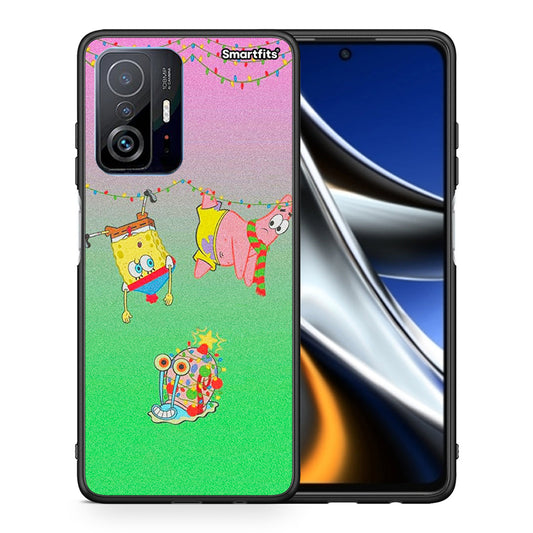 Θήκη Xiaomi 11T/11T Pro Xmas Lights από τη Smartfits με σχέδιο στο πίσω μέρος και μαύρο περίβλημα | Xiaomi 11T/11T Pro Xmas Lights case with colorful back and black bezels