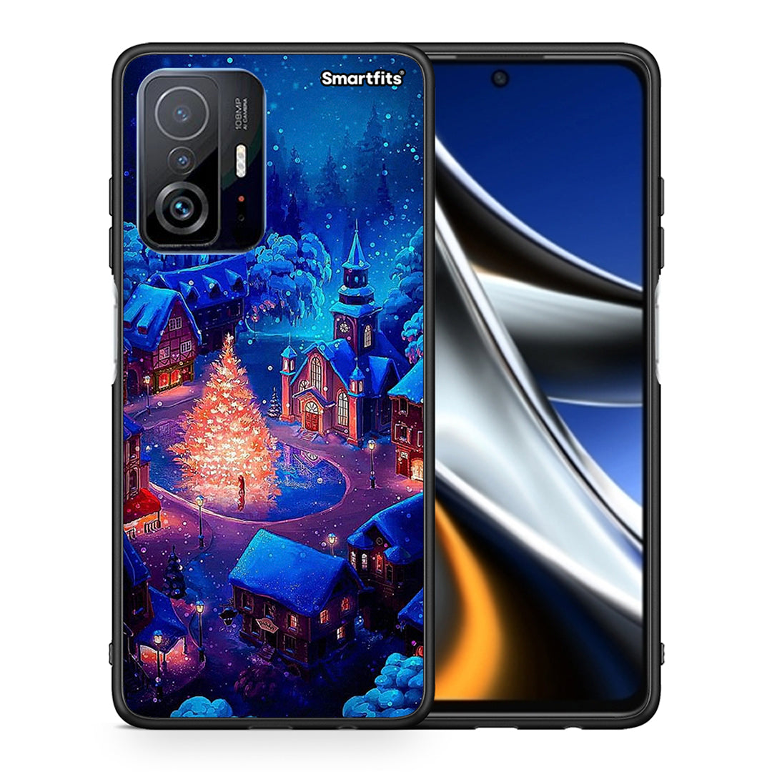 Θήκη Xiaomi 11T/11T Pro Xmas Village από τη Smartfits με σχέδιο στο πίσω μέρος και μαύρο περίβλημα | Xiaomi 11T/11T Pro Xmas Village case with colorful back and black bezels