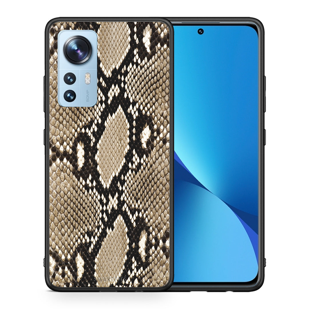 Θήκη Xiaomi 12/12X 5G Fashion Snake Animal από τη Smartfits με σχέδιο στο πίσω μέρος και μαύρο περίβλημα | Xiaomi 12/12X 5G Fashion Snake Animal case with colorful back and black bezels