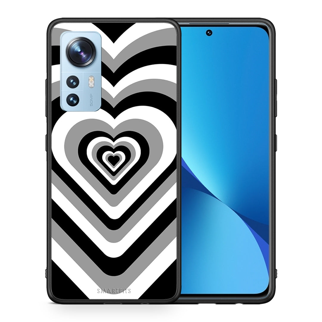 Θήκη Xiaomi 12/12X 5G Black Hearts από τη Smartfits με σχέδιο στο πίσω μέρος και μαύρο περίβλημα | Xiaomi 12/12X 5G Black Hearts case with colorful back and black bezels