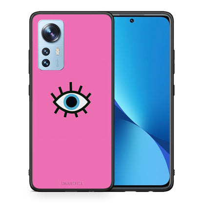 Θήκη Xiaomi 12/12X 5G Blue Eye Pink από τη Smartfits με σχέδιο στο πίσω μέρος και μαύρο περίβλημα | Xiaomi 12/12X 5G Blue Eye Pink case with colorful back and black bezels