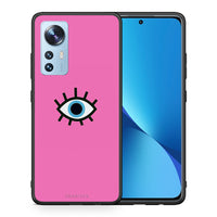 Thumbnail for Θήκη Xiaomi 12/12X 5G Blue Eye Pink από τη Smartfits με σχέδιο στο πίσω μέρος και μαύρο περίβλημα | Xiaomi 12/12X 5G Blue Eye Pink case with colorful back and black bezels