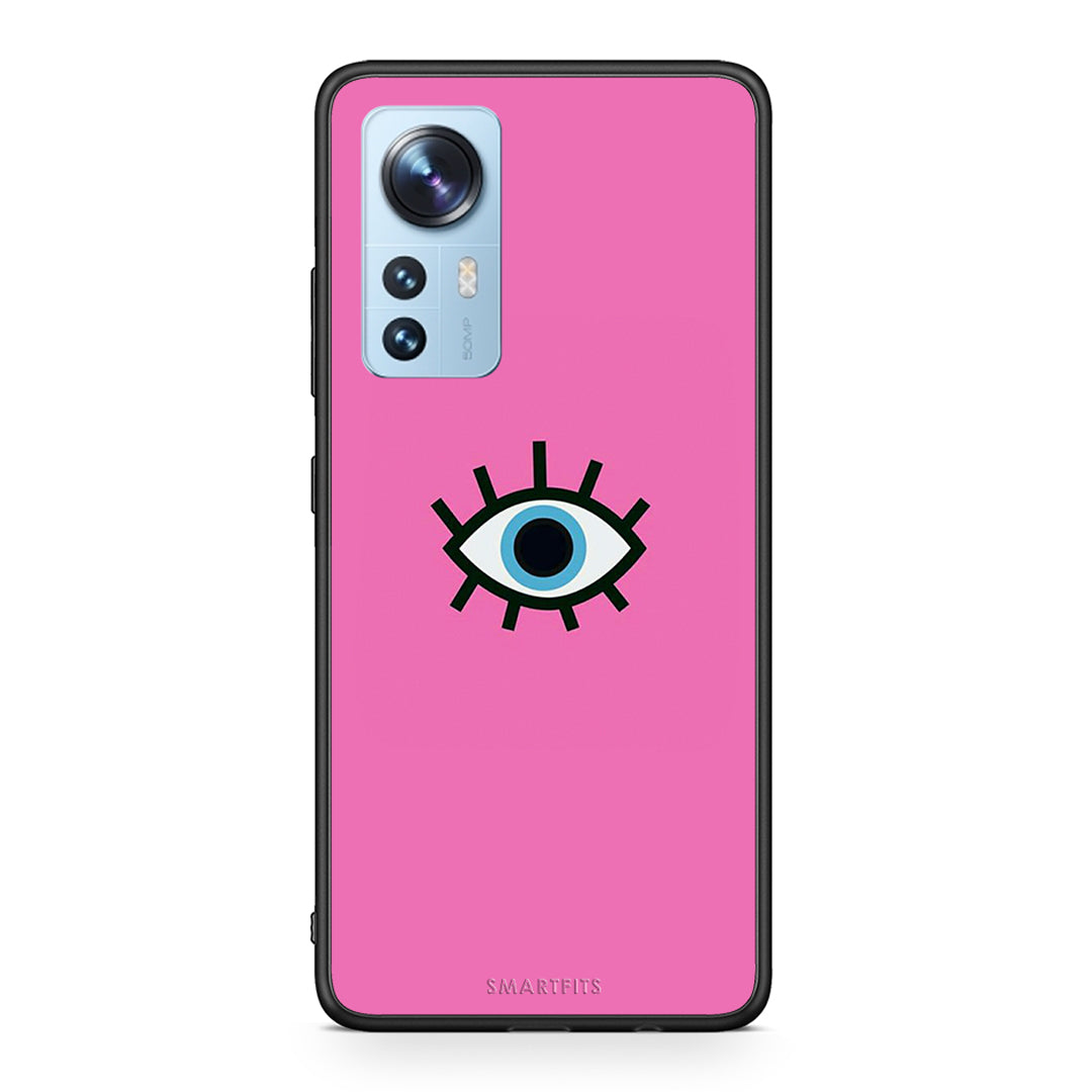 Xiaomi 12/12X 5G Blue Eye Pink θήκη από τη Smartfits με σχέδιο στο πίσω μέρος και μαύρο περίβλημα | Smartphone case with colorful back and black bezels by Smartfits
