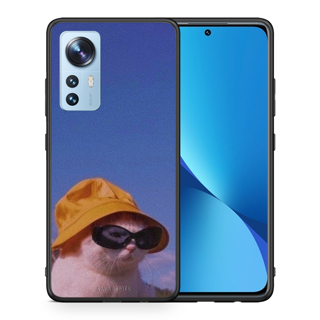 Θήκη Xiaomi 12/12X 5G Cat Diva από τη Smartfits με σχέδιο στο πίσω μέρος και μαύρο περίβλημα | Xiaomi 12/12X 5G Cat Diva case with colorful back and black bezels