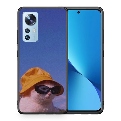 Θήκη Xiaomi 12/12X 5G Cat Diva από τη Smartfits με σχέδιο στο πίσω μέρος και μαύρο περίβλημα | Xiaomi 12/12X 5G Cat Diva case with colorful back and black bezels