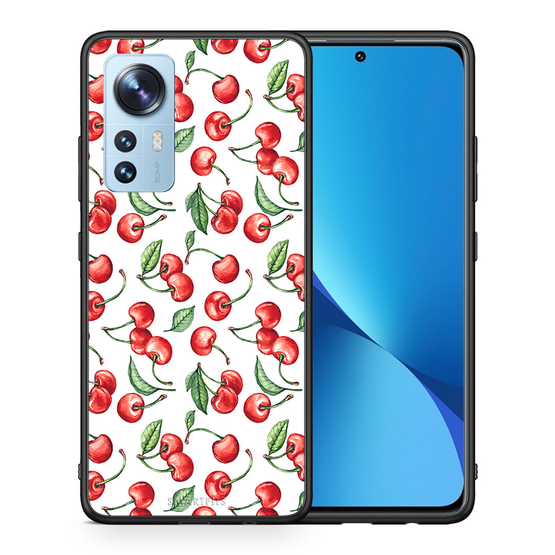 Θήκη Xiaomi 12/12X 5G Cherry Summer από τη Smartfits με σχέδιο στο πίσω μέρος και μαύρο περίβλημα | Xiaomi 12/12X 5G Cherry Summer case with colorful back and black bezels