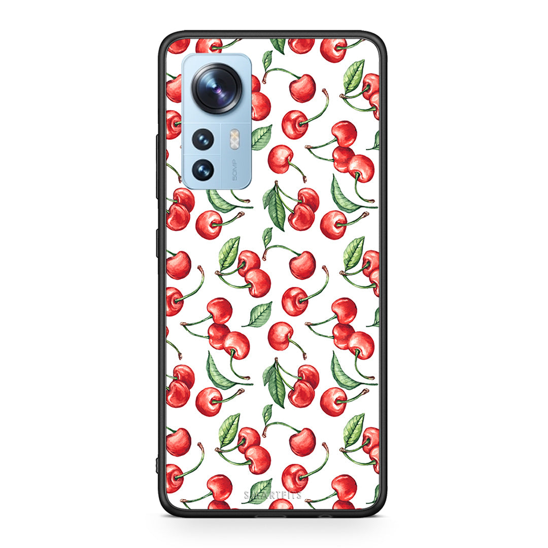 Xiaomi 12/12X 5G Cherry Summer θήκη από τη Smartfits με σχέδιο στο πίσω μέρος και μαύρο περίβλημα | Smartphone case with colorful back and black bezels by Smartfits