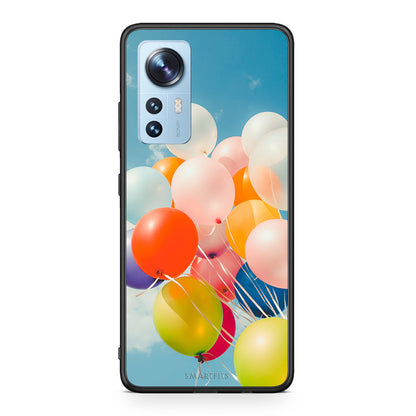 Xiaomi 12/12X 5G Colorful Balloons θήκη από τη Smartfits με σχέδιο στο πίσω μέρος και μαύρο περίβλημα | Smartphone case with colorful back and black bezels by Smartfits