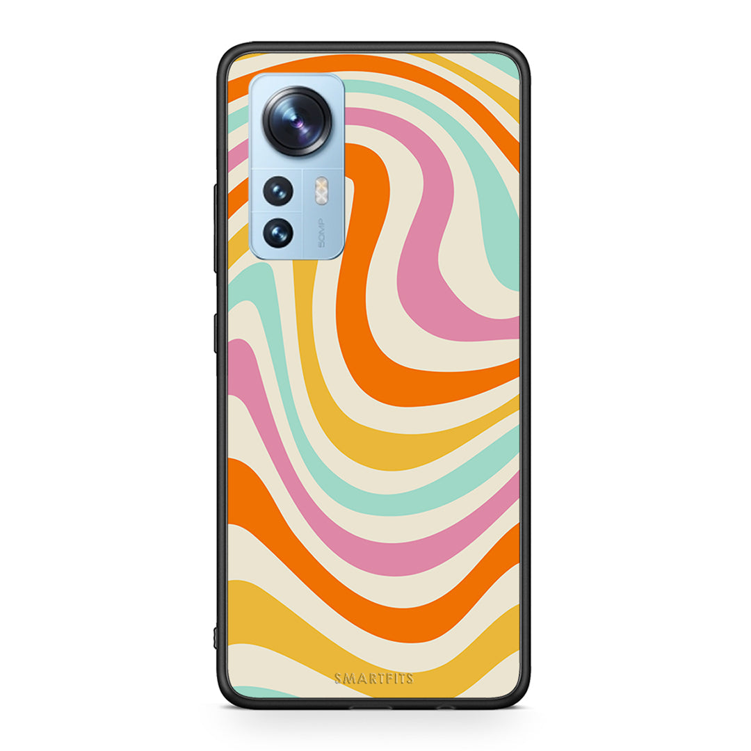 Xiaomi 12/12X 5G Colourful Waves θήκη από τη Smartfits με σχέδιο στο πίσω μέρος και μαύρο περίβλημα | Smartphone case with colorful back and black bezels by Smartfits