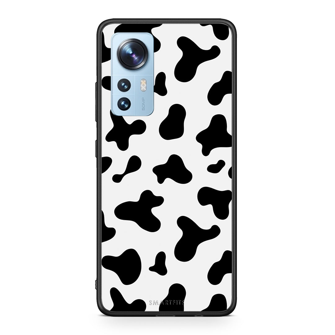 Xiaomi 12/12X 5G Cow Print θήκη από τη Smartfits με σχέδιο στο πίσω μέρος και μαύρο περίβλημα | Smartphone case with colorful back and black bezels by Smartfits