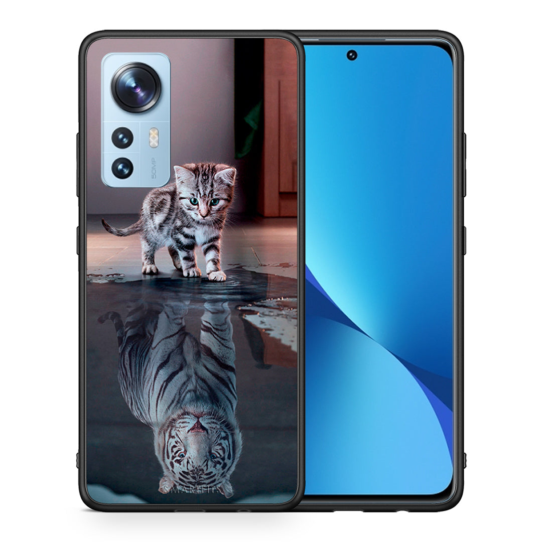 Θήκη Xiaomi 12/12X 5G Tiger Cute από τη Smartfits με σχέδιο στο πίσω μέρος και μαύρο περίβλημα | Xiaomi 12/12X 5G Tiger Cute case with colorful back and black bezels